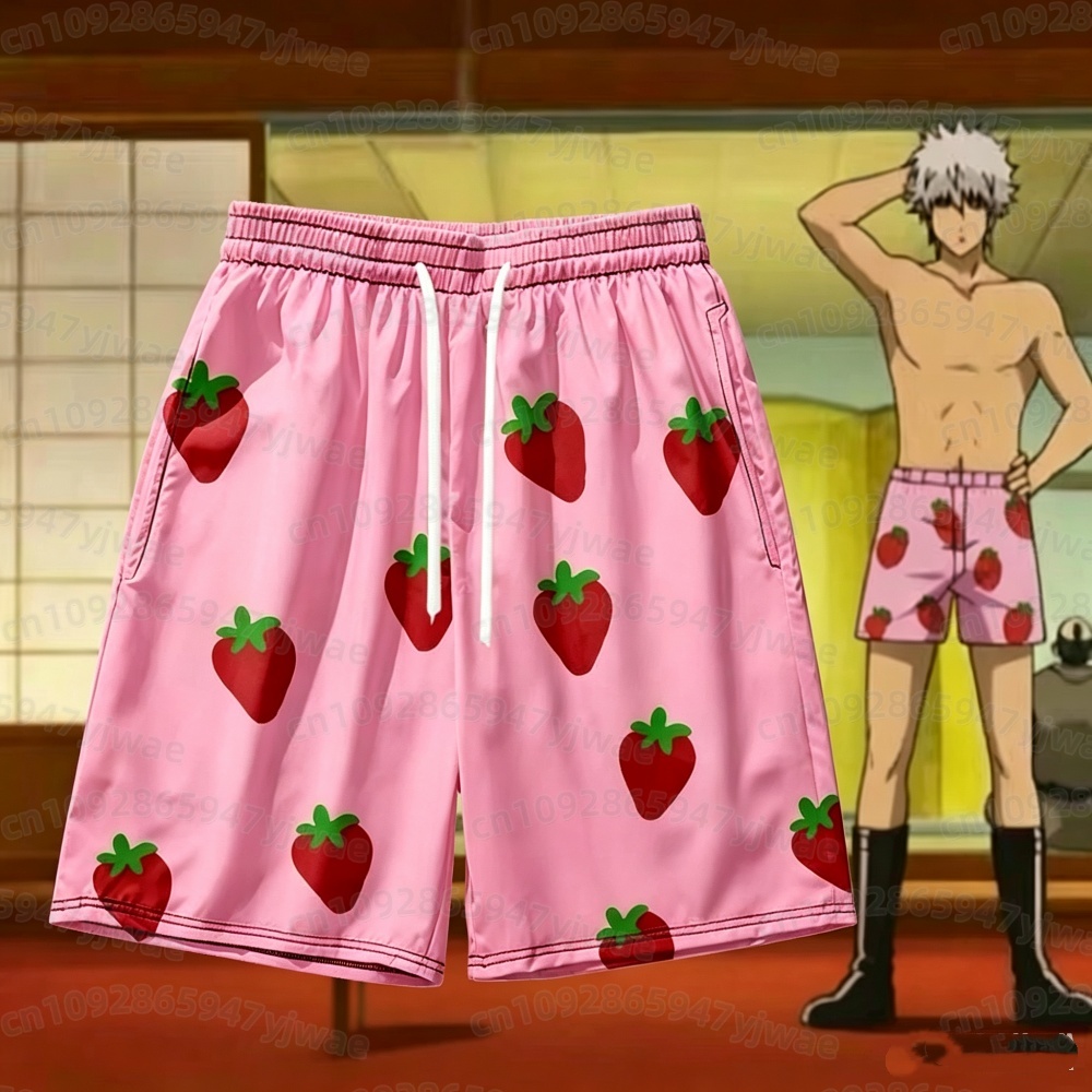 Anime Cosplay Costumes - 2026 Erkek Pembe Çilek Desenli Kısa