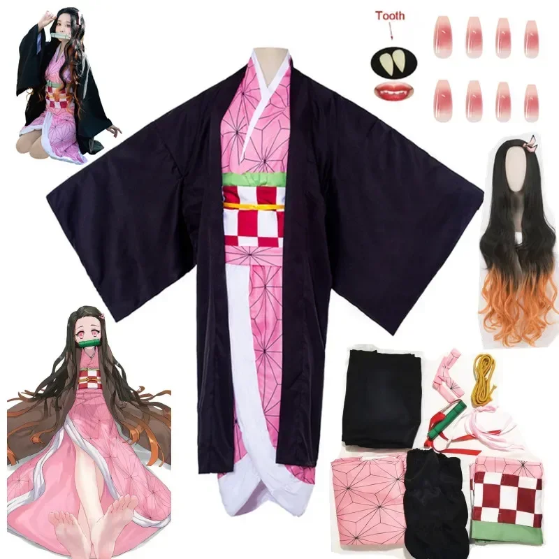 Demon Slayer Haori - Kamado Nezuko Anime Cosplay kostüm, Kimono,