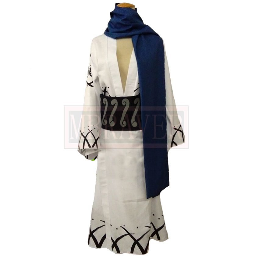 Anime Cosplay Kimono - Samurai Ryuma Mavi Beyaz Kimono Cosplay